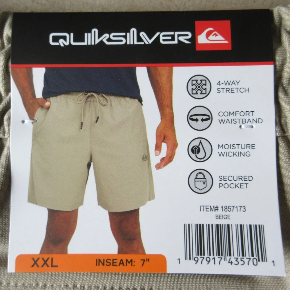 QUIKSILVER Amphibian Hybrid Shorts Mens XXL Beige Khaki Tan Swim Shorts 2XL NWT